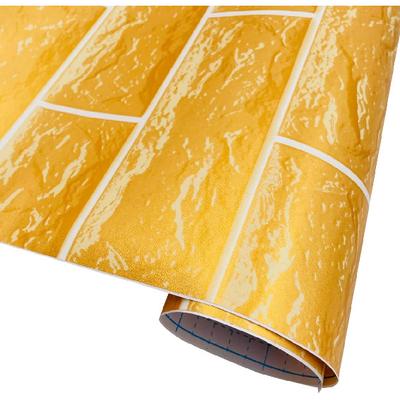 32,8-футовый рулон обоев с золотым кирпичом, самоклеящаяся виниловая пленка для настенного покрытия для кухни, водонепроницаемая (393,7x17,7 дюймов)