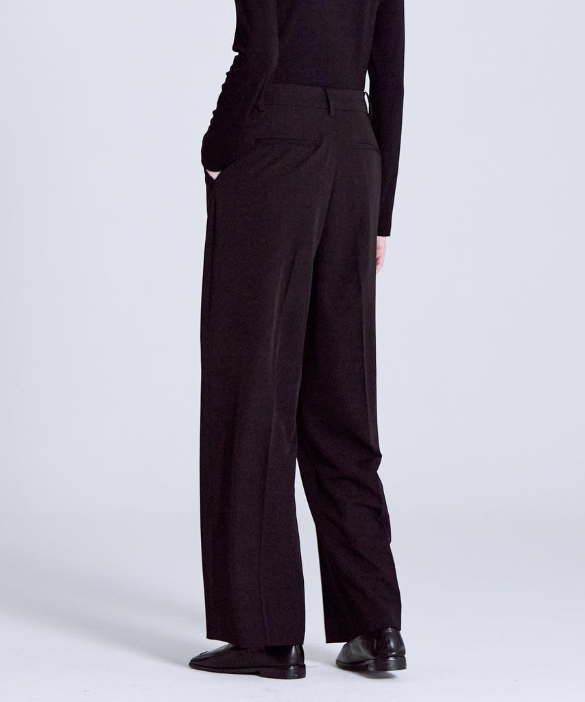 BASIC HOUSE Women'S High-Waisted Wide-Fit Hidden Elastic Waist Slacks Lapt0201