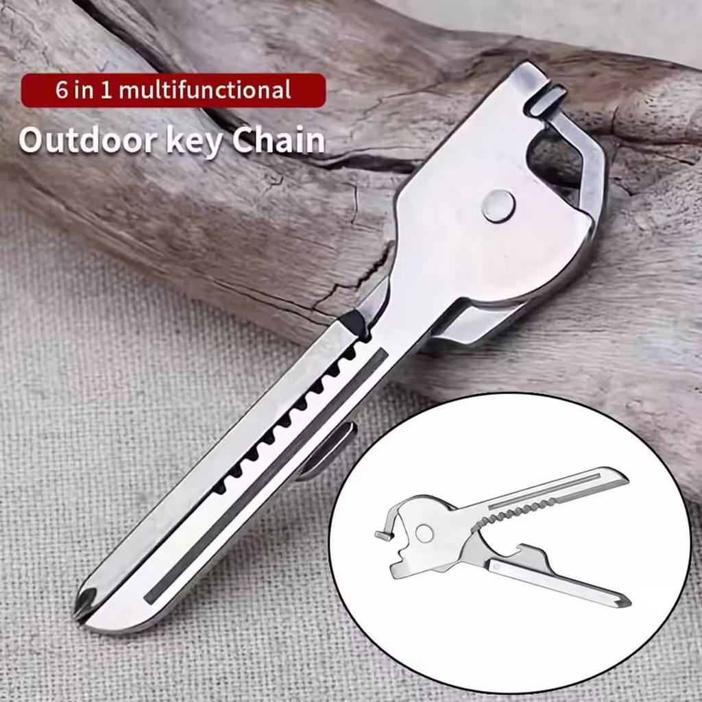 Universal 6 In 1 Utility Key Shape Multifunctional Tool Screwdriver Pocket Multi-use Gear Utility Outdoor Gadget Hand Tool
