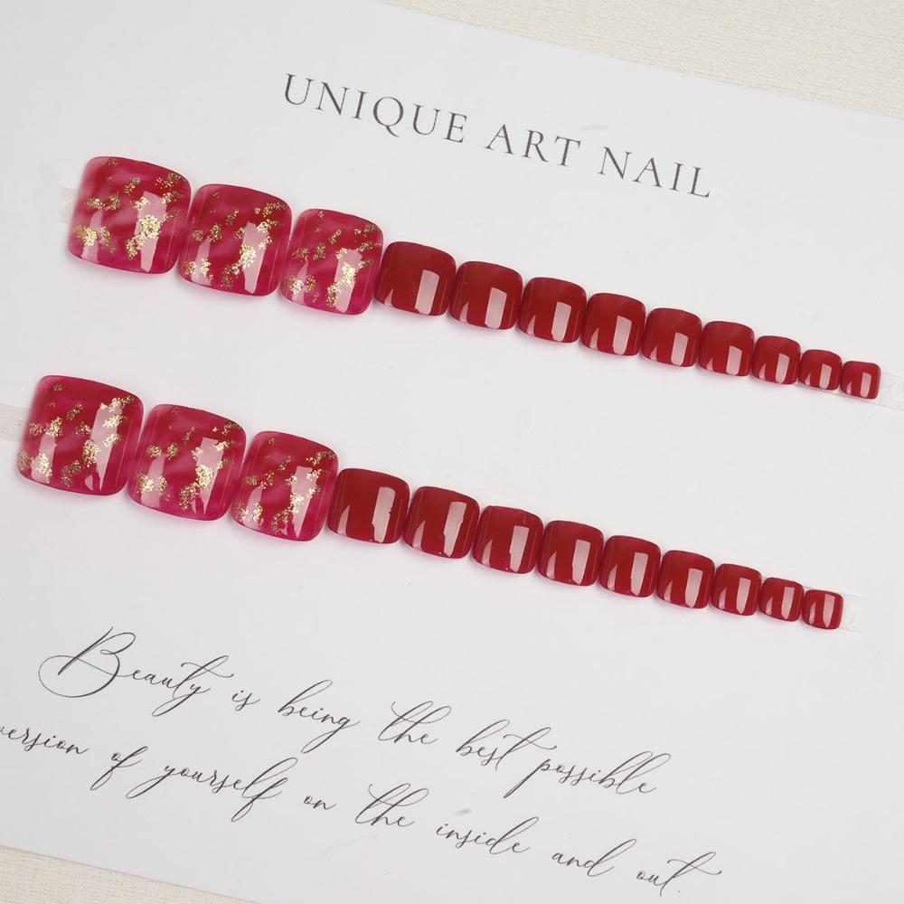 Искусственные ногти Накладные ногти на ногах Квадратная головка Нажмите на ногти Модные накладные ногти для девочек