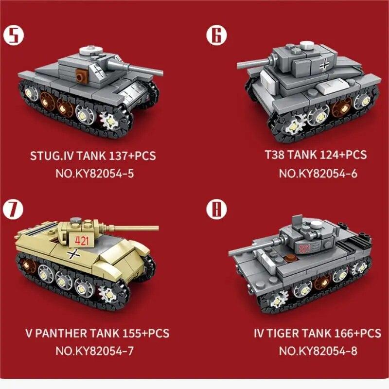 1165 шт., тяжелый танк, строительные блоки KV-VI, армейское военное оружие Второй мировой войны, 8 в 1, модель сборки, кирпичи для мальчиков, игрушки, рождественские подарки, без коробки