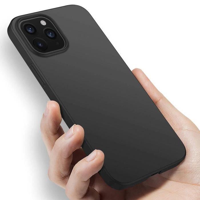 Coque pour iPhone 12 Pro - E.F.CONNECTION - Noir - Silicone - Anti-choc - 2 Verres trempés