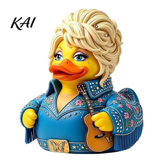 Unique Music Room Shelf Decor Parton Memorial Duck, Dolly Duck Figurine, Country Statue, Guitar-Themed Stage Attire Decorative Sculpture for