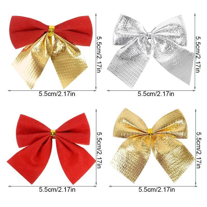 50/100Pcs Christmas Decor Christmas Tree Bow 5.5CM Red Velvet Bow Xmas Tree Ornaments Home New Year 2025 Navidad Decoration