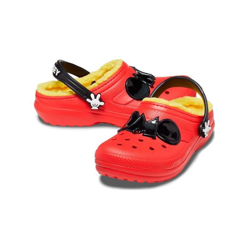 Crocs Классические детские сандалии Disney Mickey, удобные и универсальные, износостойкие, детская модель, красные и черные