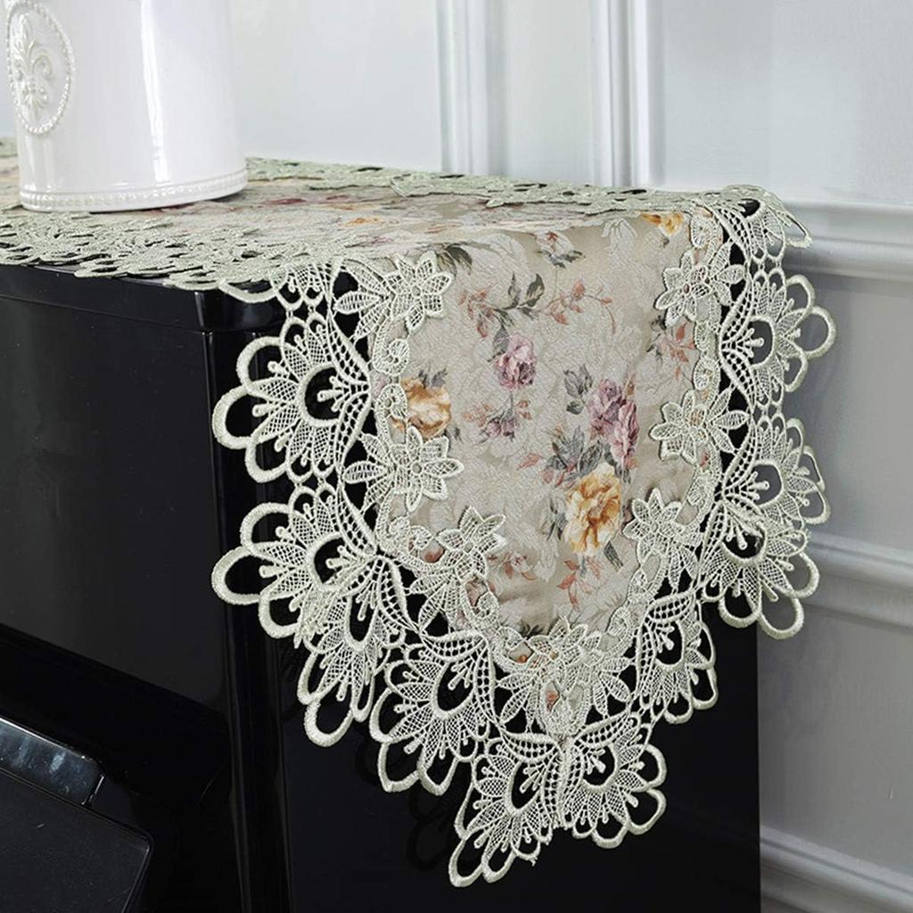 Piano Cover Cloth Lace Fabric Decorative Dust-proof Cloth for Upright Vertical Piano Top Cover