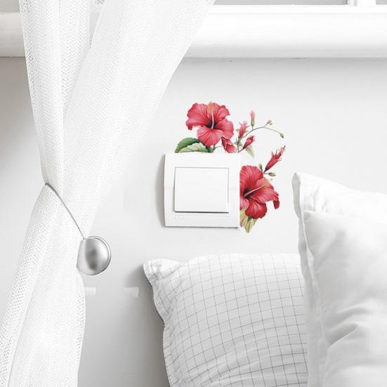 Наклейка на переключатель с цветочным принтом, водостойкая самоклеющаяся ПВХ-клейка и наклейка для гостиной, спальни, детской комнаты, настенный переключатель, украшение, наклейка