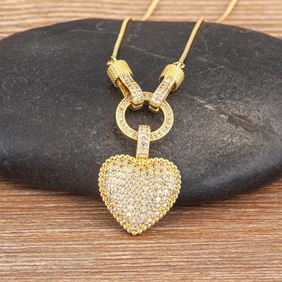 Nidin White/Colorful Color Romantic Heart Necklace for Women New Sweet Zircon Pendant Female Elegant Minimalism Jewelry Gifts