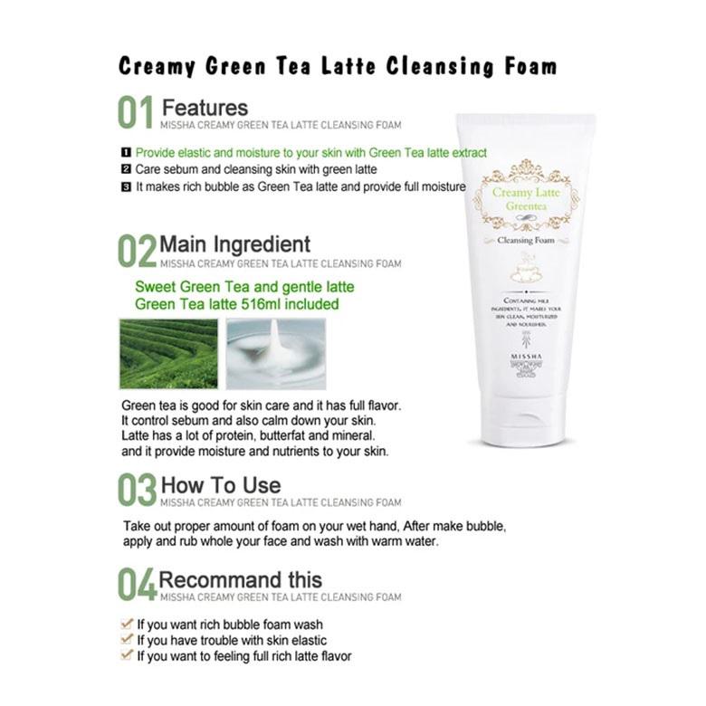 MISSHA Очищающая пенка Creamy Latte Greentea 172 мл