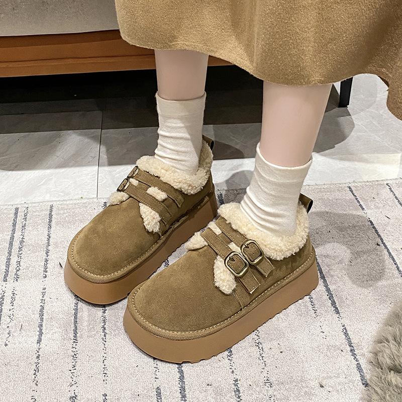 Winter New Mao Mao Single Shoes Cotton Shoes Piled Thickened Doudou Shoes Buckle Warm Mao Mao Shoes Women's Shoes