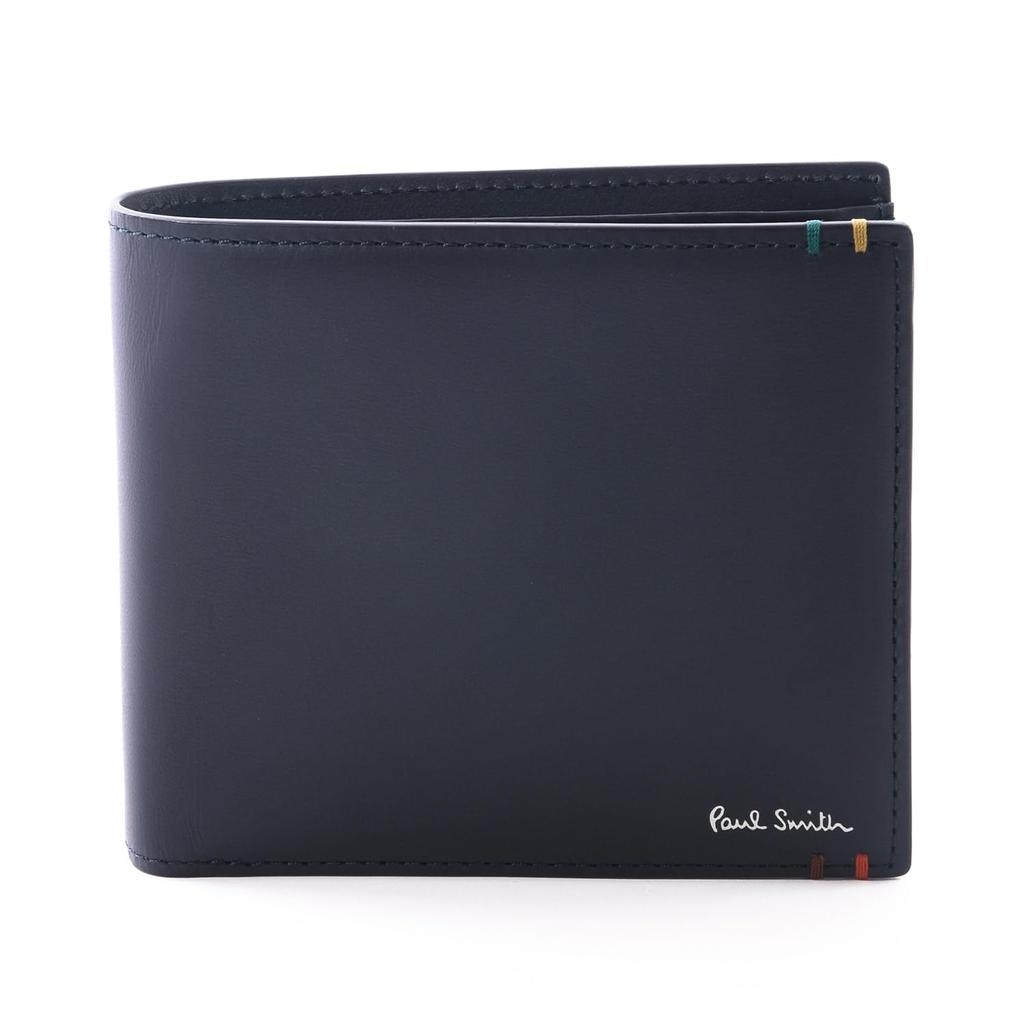 Paul Smith Highlight Stitch SS24 Bifold Wallet with Coin 813006 P854 Wrapping Purse, Navy, (Gift Available)