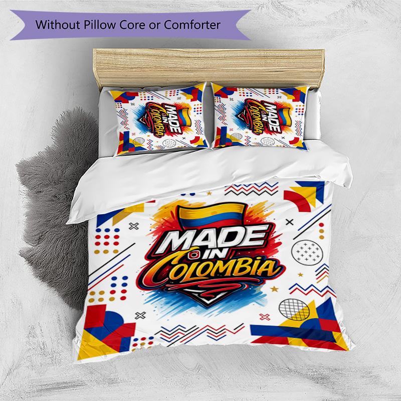 Colombia Football Printed Bedding 3 Piece Set Cozy Breathable Bed Cover Set as Housewarming Holiday Gift