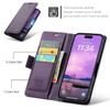 For iPhone 16 Leather Case CASEME 023 RFID Blocking 3 Card Slot Mobile Cover - Purple