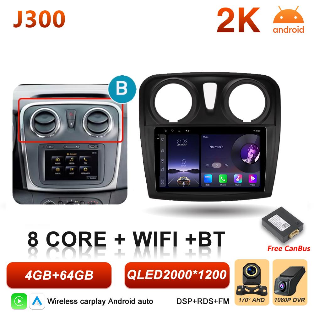 Android 16 Auto Car Radio For Renault Logan Sandero 2 2012 - 2019 Wireless Carplay Multimedia Player GPS Navigation DSP 5G Wifi