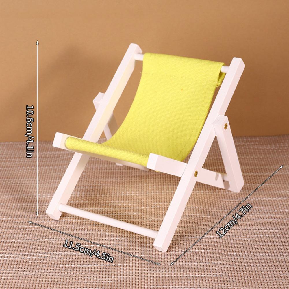Multicolors Foldable Beach Chair Model Wooden Outdoor Casual Reclining Chair For 10cm Cotton Doll