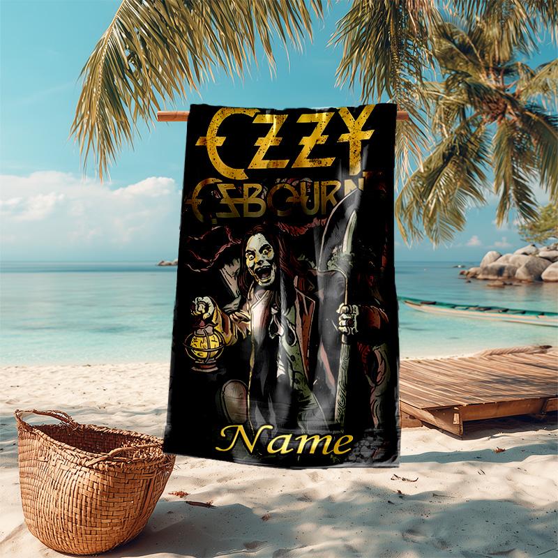 Personalized customized proof beach towel with rock Ozzy Osbourne pattern - soft, absorbent,quick-drying,perfect swimming,camping&bathing