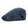 Men Washed Denim Beret Retro Flat Cap Spring Autumn Thin Newsboy Hat Women Casual Adjustable Duckbill Cap Trendy Cabbie Hat