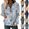 Women Casual Long Sleeve Basic Quarter Zipper  Print Flowers Pullover Sweatshirts Casual Top Fall Clothes