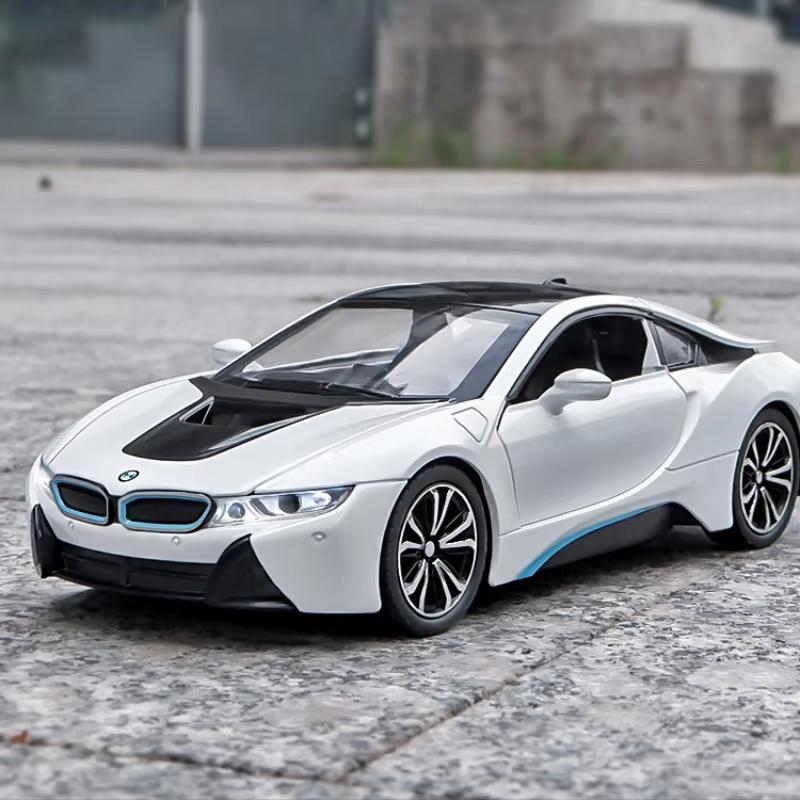 Новый 1:24 BMW I8 супер спортивный автомобиль модель литой металлической игрушечной машины со звуком и светом детская игрушка для мальчиков коллекционные украшения для дома подарок