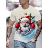 Christmas 3D Santa Claus Print T Shirt for Men Casual Short Sleeve Tee Shirts Fashion O-Neck Top New Year Gift Oversized T-Shirt