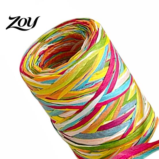 Biodegradable Paper Rope for Wrapping Colorful Raffia Packaging String, Flexible Twine Floral Bundling Multi Color Holiday Decorations Rope,
