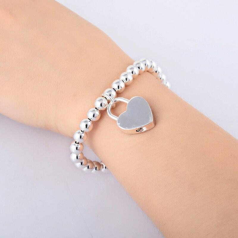 Ювелирные изделия из стерлингового серебра 925 пробы, браслет с замком в виде сердца, высокое качество, женский браслет-подвеска для свадебной вечеринки