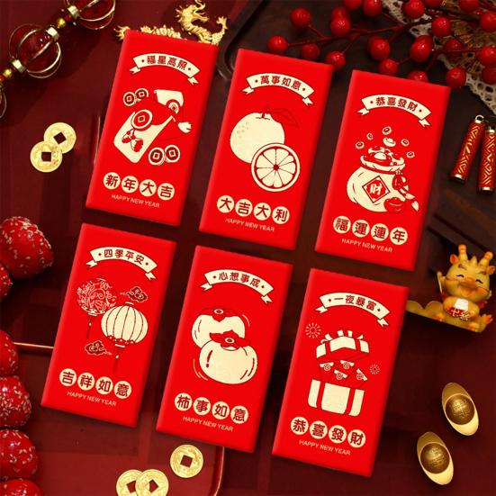 6 шт. китайские свадебные красные конверты с бронзовым китайским буквенным принтом, пакеты для наличных денег на удачу, свадебный праздничный подарок для праздника
