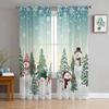 Christmas Snowman Snowflake Sheer Curtains for Living Room Decoration Window Curtains Kitchen Tulle Voile Curtains
