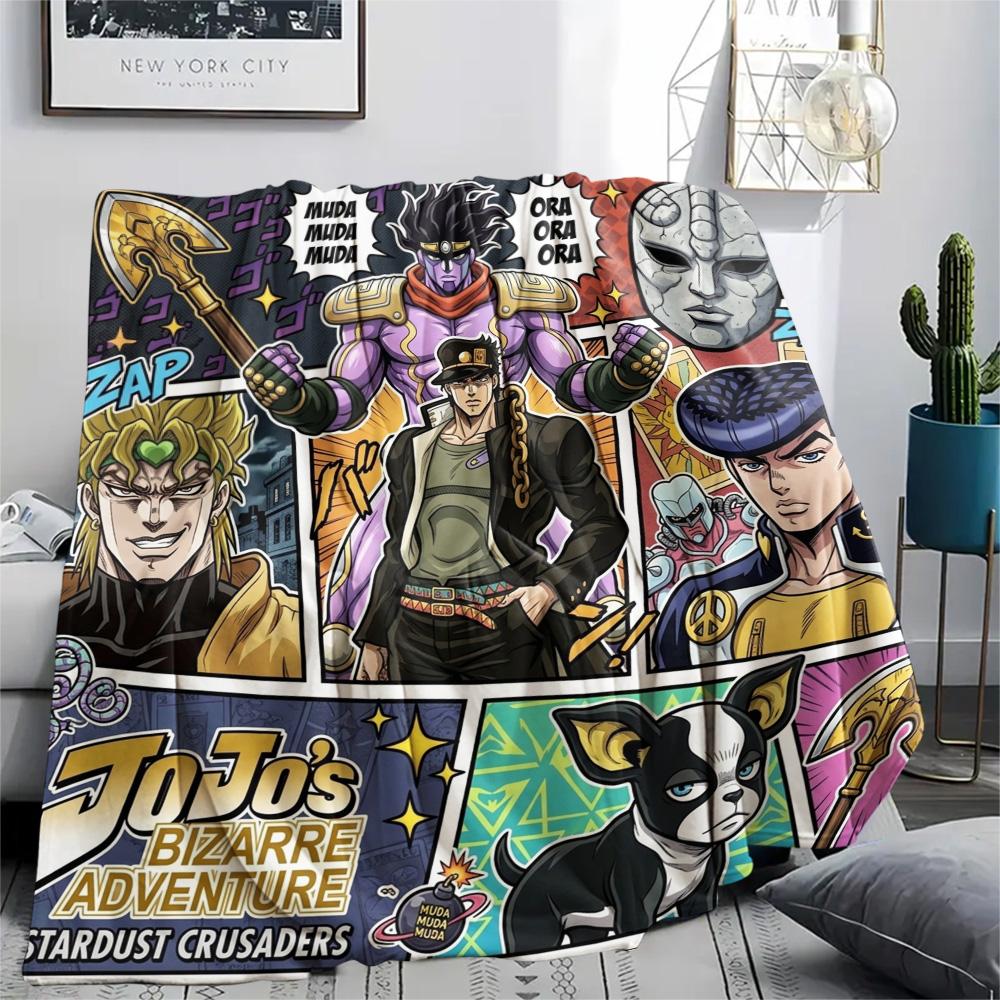 1PC Jojos Bizarre Adventure Patterned Flannel Blanket Suitable For All Seasons For Home Decor Warmth And Comfort Gifts Holiday Present