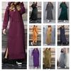 New Plus Size Knitted Hooded Fleece Dress with Pockets - Autumn/Winter Casual Fashion