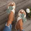 New Large-sized Cross-shaped Women's Flat Sandals, Flower-shaped Fashionable and Casual Outerwear Slippers, and Home Casual Beaded Shoes
