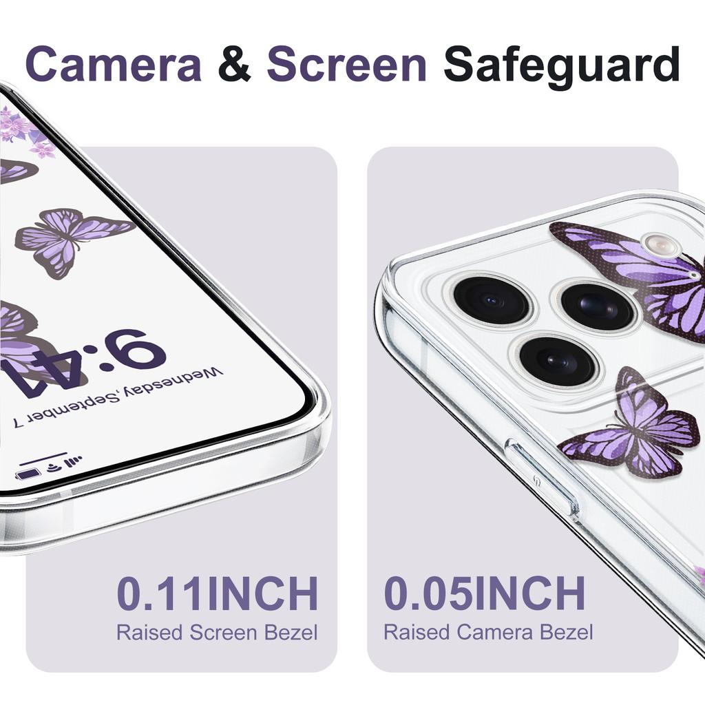 Sky Butterfly Transparent Phone Case For iPhone 17 Air 16 16e 15 14 Pro Max Plus Mini Soft TPU Cover