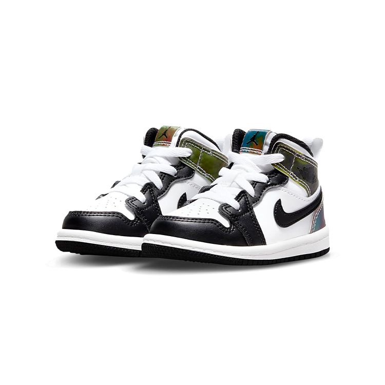 Детские кроссовки Air Jordan 1 Mid SE TD с возможностью изменения цвета, белые, черные DM7804-100