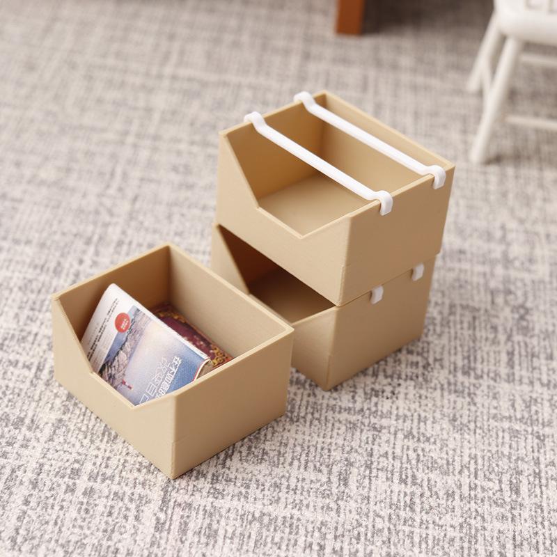 1/12 Dollhouse Mini Storage Container Set, Multi-Layer Stackable Organizer Case DIY Diorama Decor Accessories
