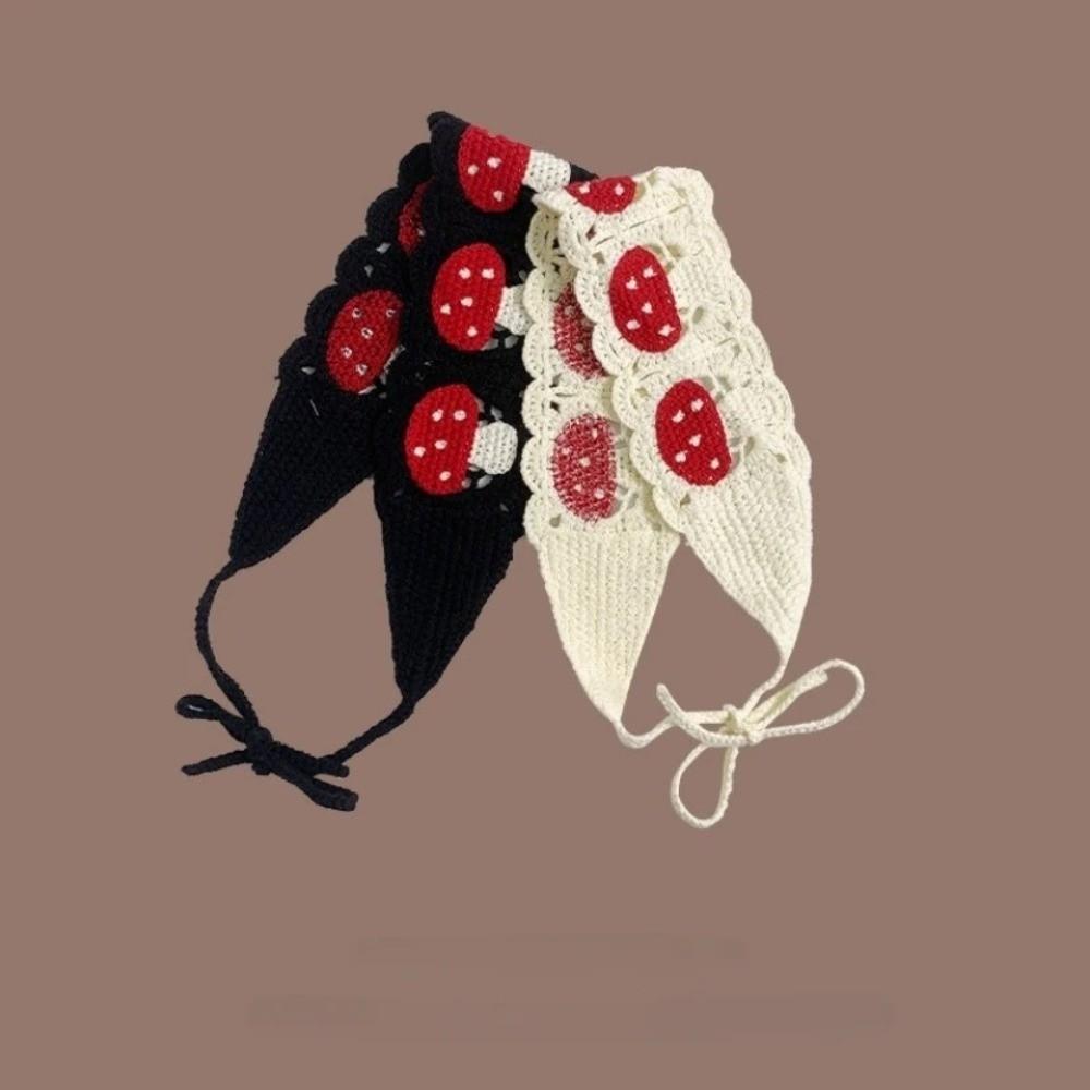 Knit Fabric Crochet Hair Bands Cartoon Design Hair Scarf Mushroom Hair Bands Holiday Season