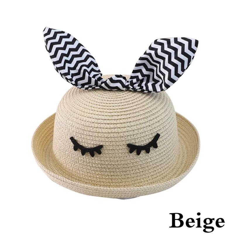 Шапка-панама с кроличьими ушками для малышей, мальчиков и девочек, детские пляжные кепки, летняя шляпа от солнца, шапочки для младенцев и малышей