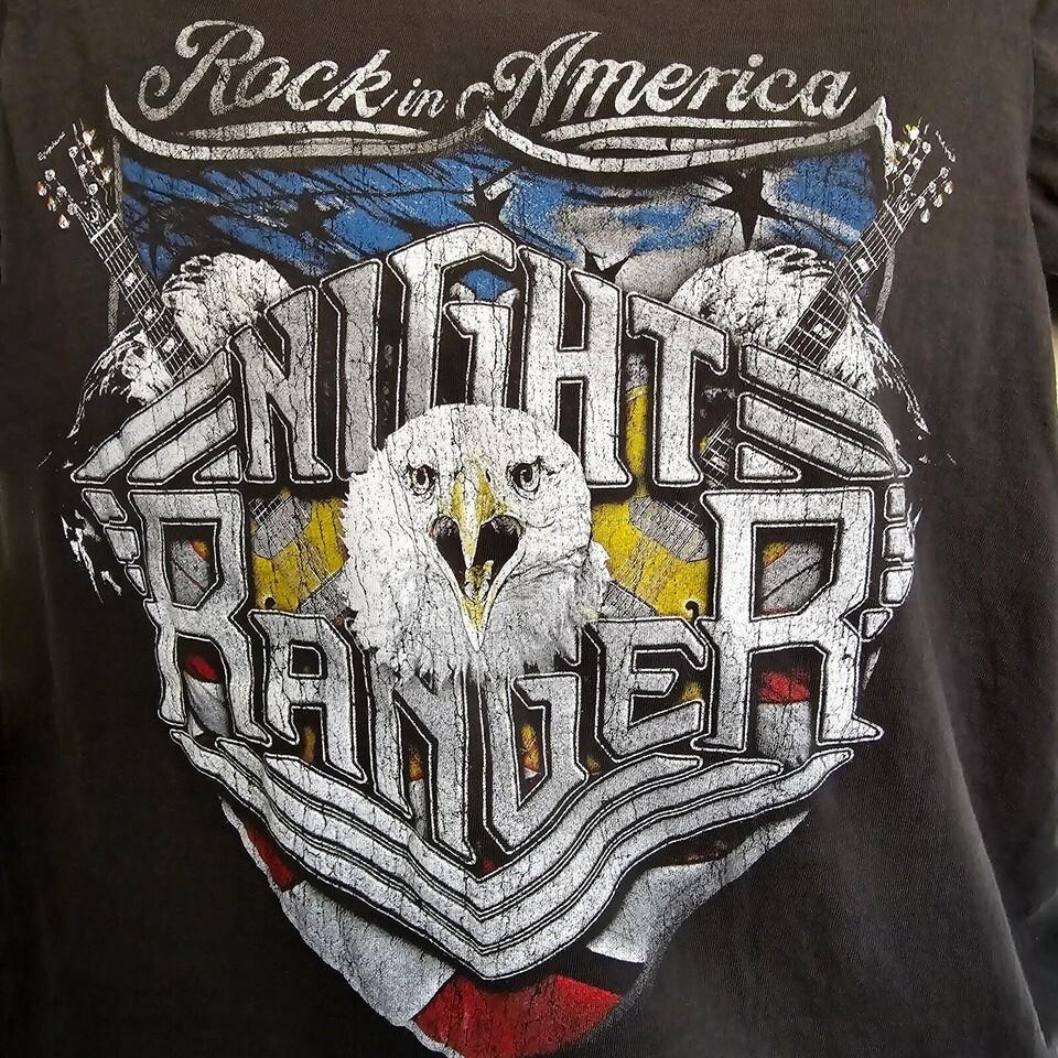 Черная футболка унисекс с принтом группы Rock in America Night Ranger Хлопок Унисекс Футболка UU625