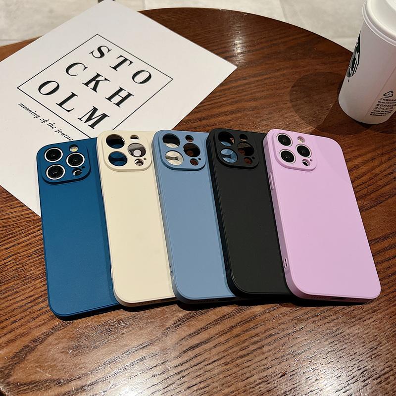 Liquid Silicone Shockproof Matte Case For iPhone 16E 16 Pro Max 15 Plus 14 Pro 13 12 11 Pure Color Slim Soft Anti-Fall Phone Cover