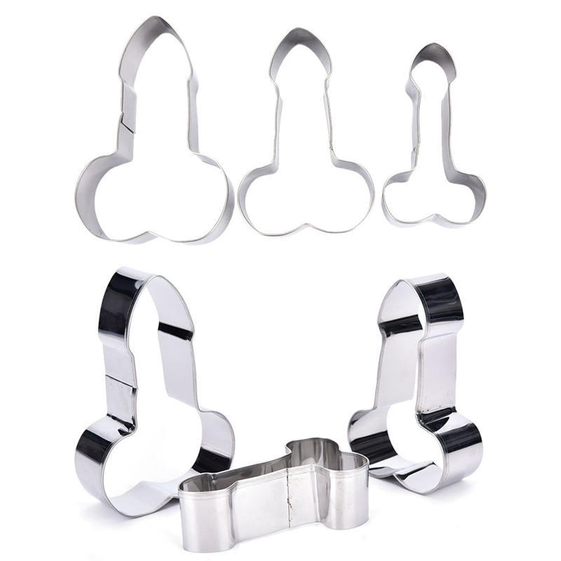 3шт из нержавеющей стали Willy Penis Cookies Cutter выпечки печенья помадной формы для торта