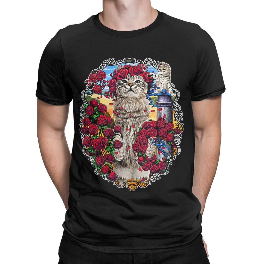 Футболка Cats And Roses N Guns для мужчин, повседневные хлопковые футболки с круглым вырезом и коротким рукавом, летние топы