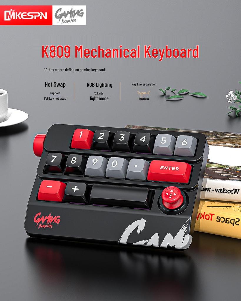 Механическая Мини-клавиатура с Красными Переключателями Hot-Swappable и Проводным Подключением TYPE-C для Игр, Офиса и Финансового Использования.