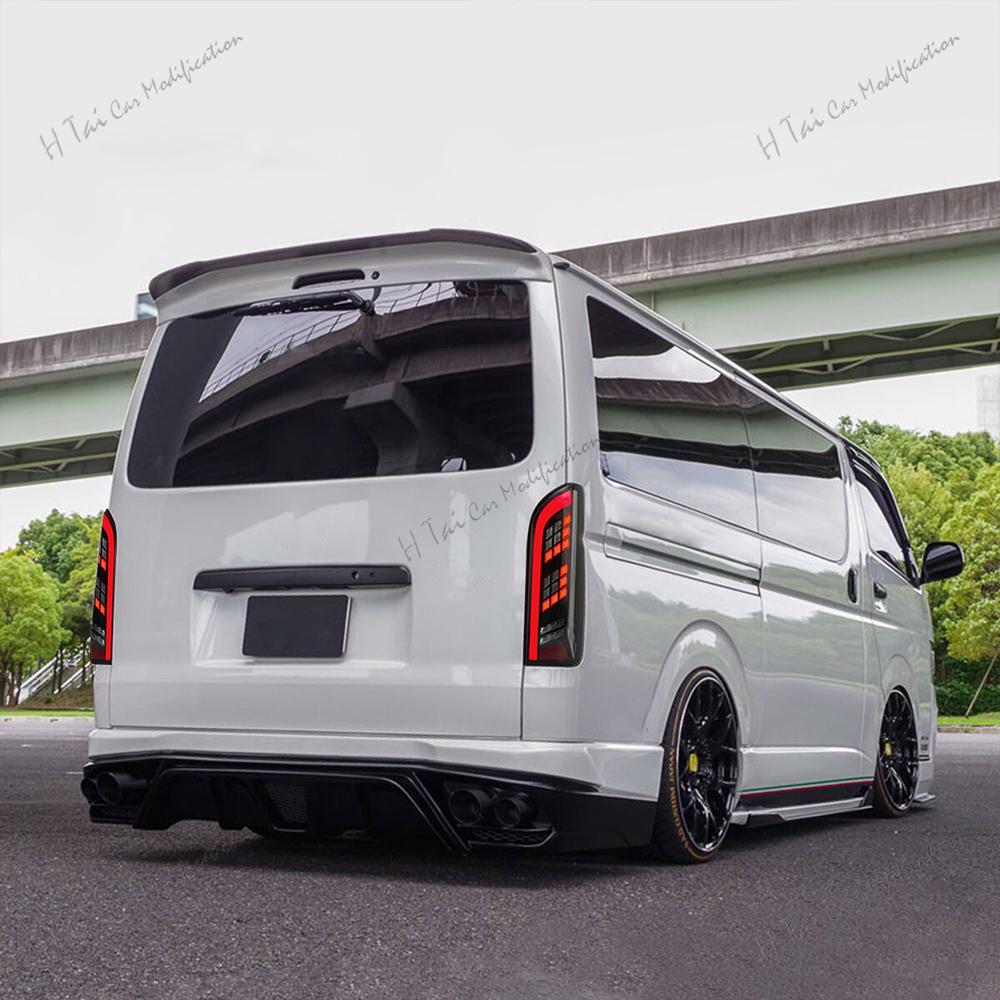 Пара светодиодных задних фонарей для Toyota Hiace 2005-2018, задние фонари, задние противотуманные фары, динамические указатели поворота, световые сборки для автомобиля
