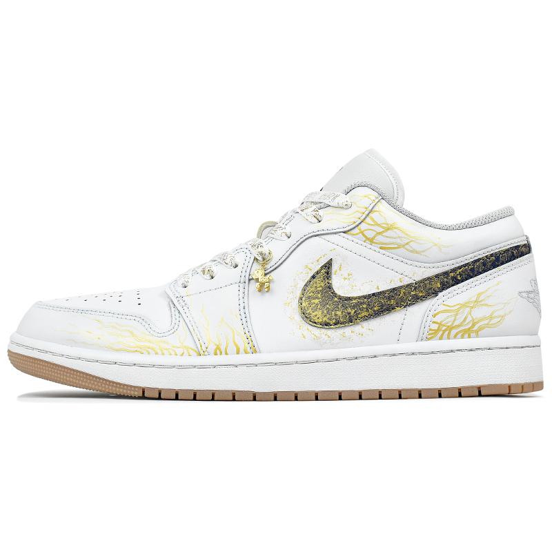 Jordan Air Jordan 1 Износостойкие Низкие Винтажные Баскетбольные Кроссовки Мужские Белый Золотой 553558-146(Команда96-)