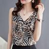 Leopard Print Tank Top Elegant Sleeveless Design Loose  V-Neck  Summer Women's Tube Top  Clothing