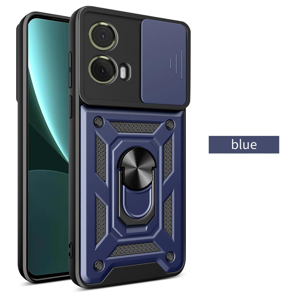 Противоударный бронированный чехол для Motorola Edge 50 40 NEO 30 Pro Ultra Fusion G04 G34 G84 G54 G42 с кольцом-держателем и сдвижной крышкой для защиты объектива