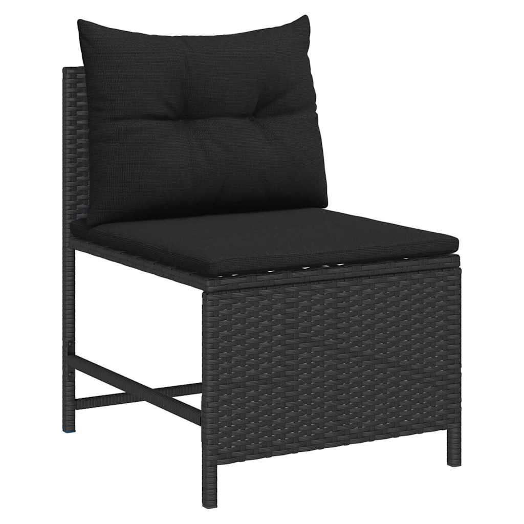 Garden Sofa Set with Cushions 6 pcs Black Poly Rattan