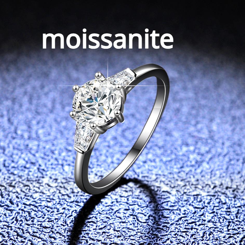 Кольцо с муассанитом цвета D, женское кольцо из стерлингового серебра 1 карат, обручальное кольцо с бриллиантом, подарок для подруги, изысканное ювелирное изделие, подарок