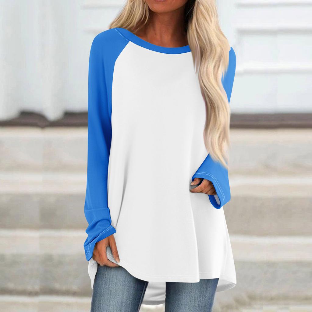 Женский модный свободный пуловер средней длины с круглым вырезом и принтом, рукава реглан, повседневный топ с длинными рукавами