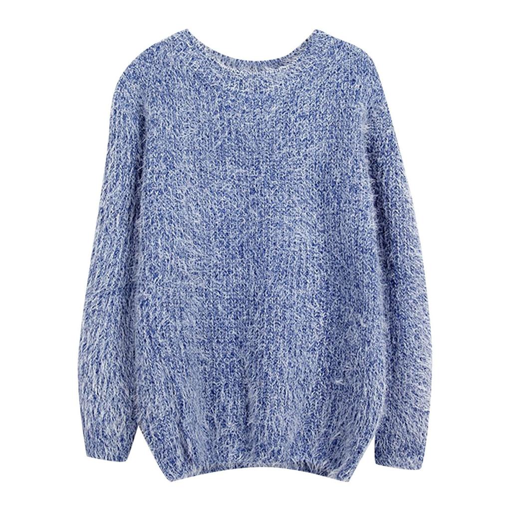 Женский свитер, нижняя часть рубашки, свободный мохеровый женский вязаный свитер, круглый вырез, свитер