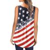 Women Vest Round Neck Buttons Half Placket Sleeveless Tank Tops US Flag Pattern Flowy Hem Camisole Daily Wear